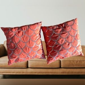 Mermaid sequined coral deco pillow